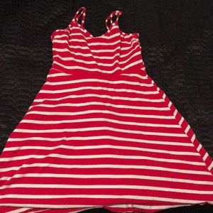 Red and white striped dress